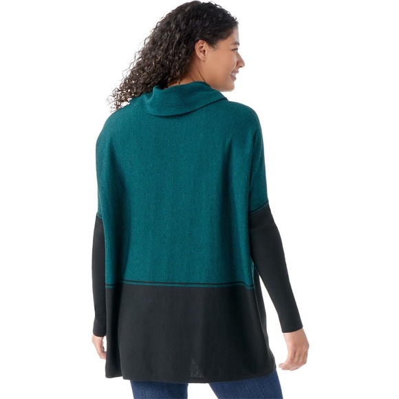 Smartwool Merino Wool Poncho Long Sleeve Turtleneck Sweater Edgewood - Picture 3 of 9